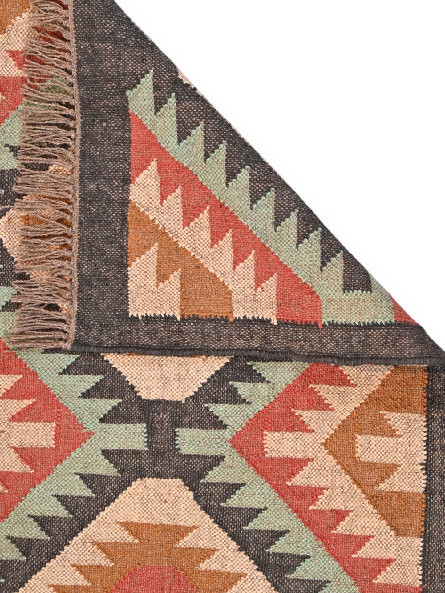 Detalle de alfombras kililm pasillo 75x120   multicolor necha a mano en fibras naturales