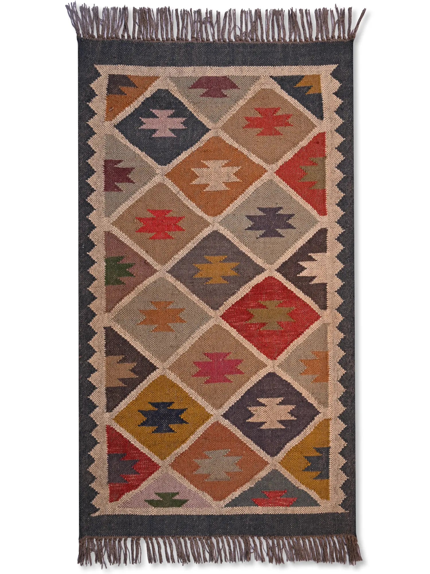 alfombras kililm pasillo 75x120  multicolor necha a mano en fibras naturales
