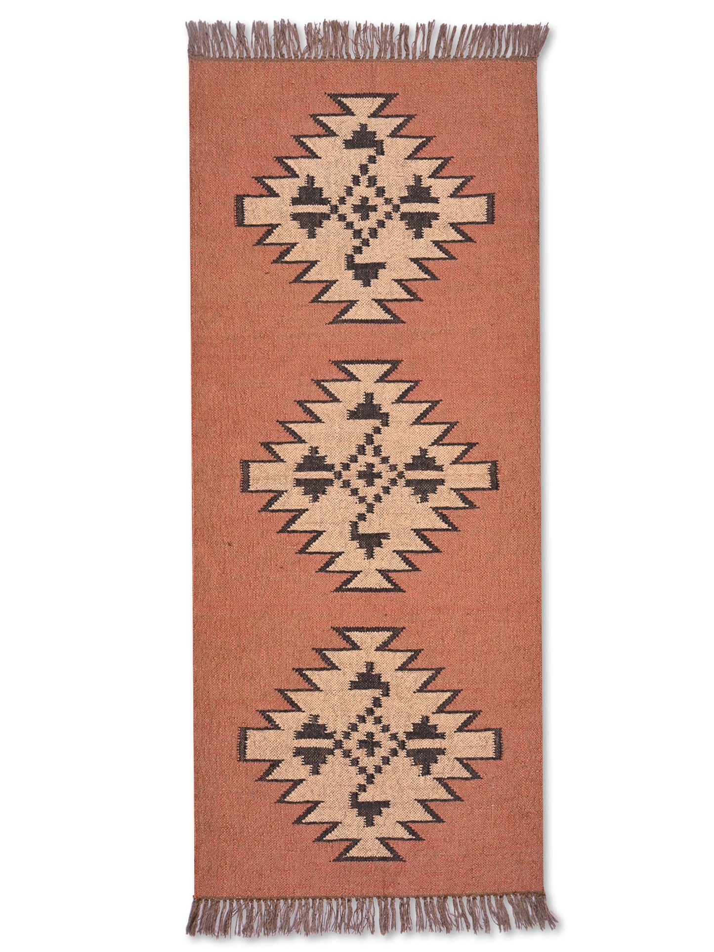  alfombras kililm pasillo 75x180 naranja necha a mano en fibras naturales