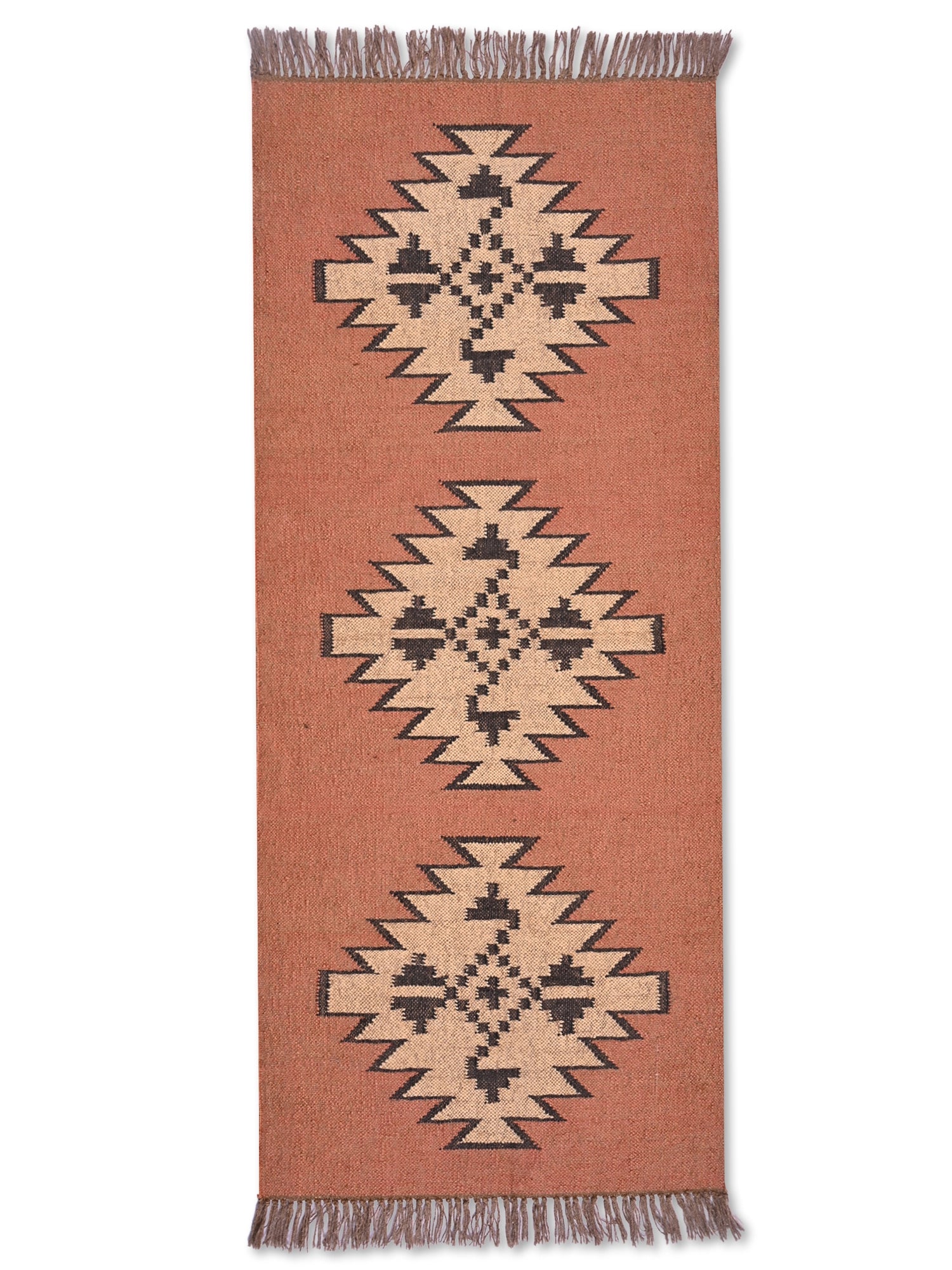  alfombras kililm pasillo 75x180 naranja necha a mano en fibras naturales
