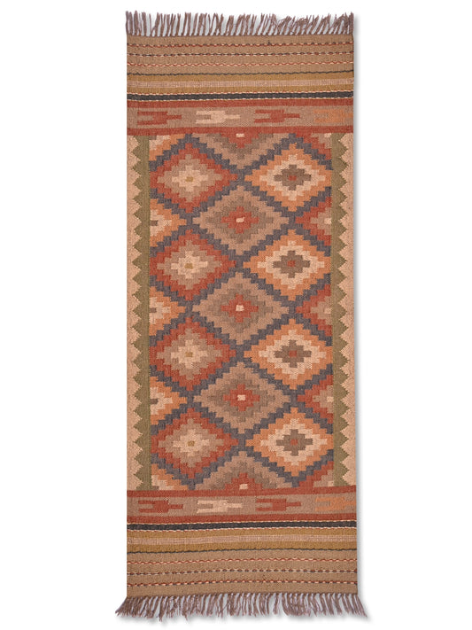 alfombras kililm pasillo 75x180 multicolor necha a mano en fibras naturales
