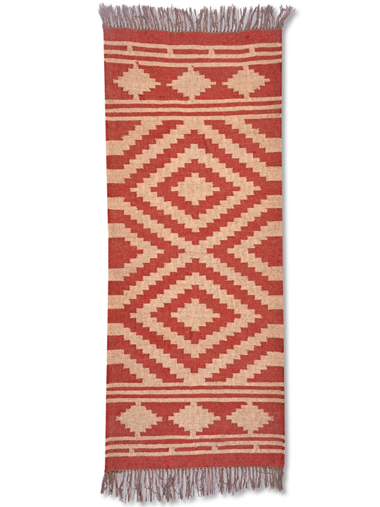 alfombras kililm pasillo 75x180 rojo necha a mano en fibras naturales