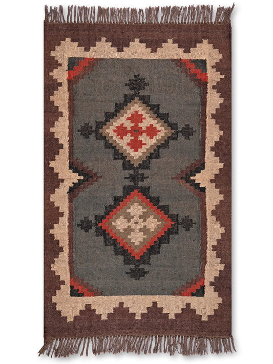 alfombras kililm pasillo 90x150 multicolor necha a mano en fibras naturales