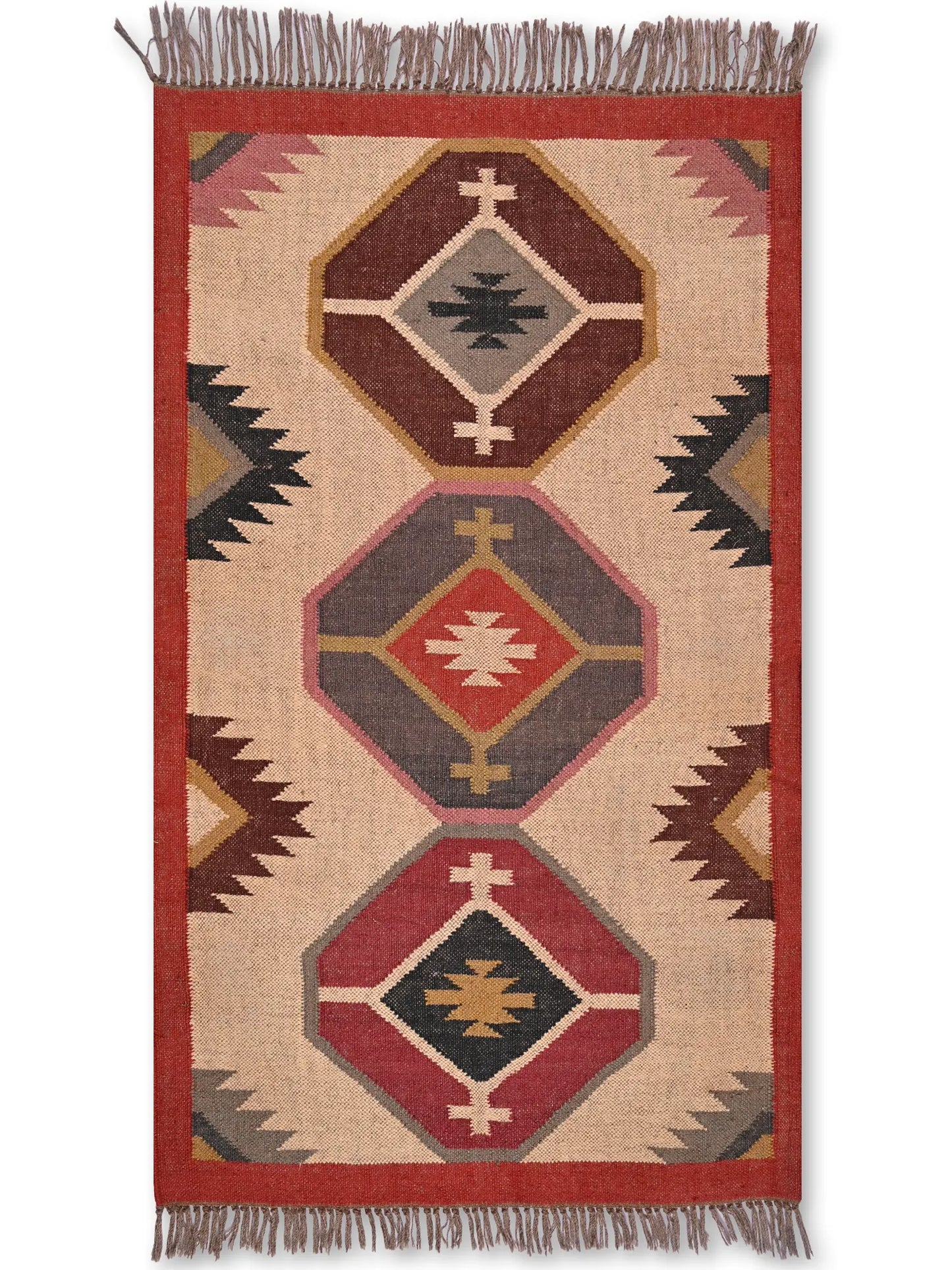 alfombras kililm pasillo 90x150 multicolor necha a mano en fibras naturales