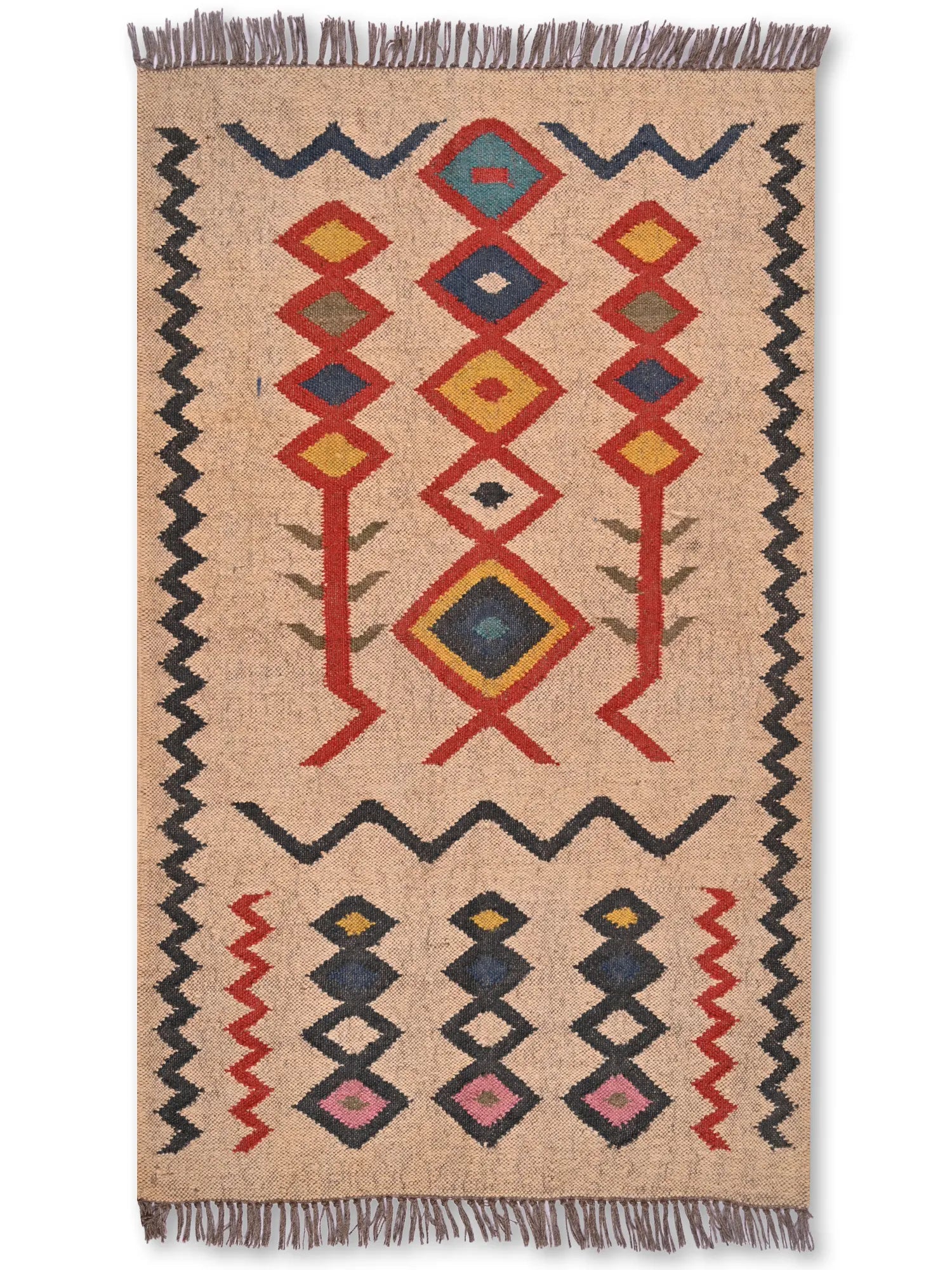 alfombras kililm pasillo 90x150 multicolor necha a mano en fibras naturales