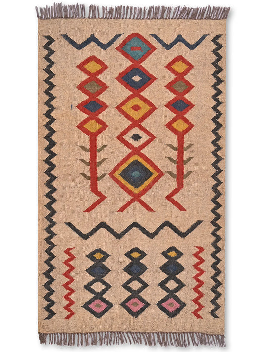 alfombras kililm pasillo 90x150 multicolor necha a mano en fibras naturales