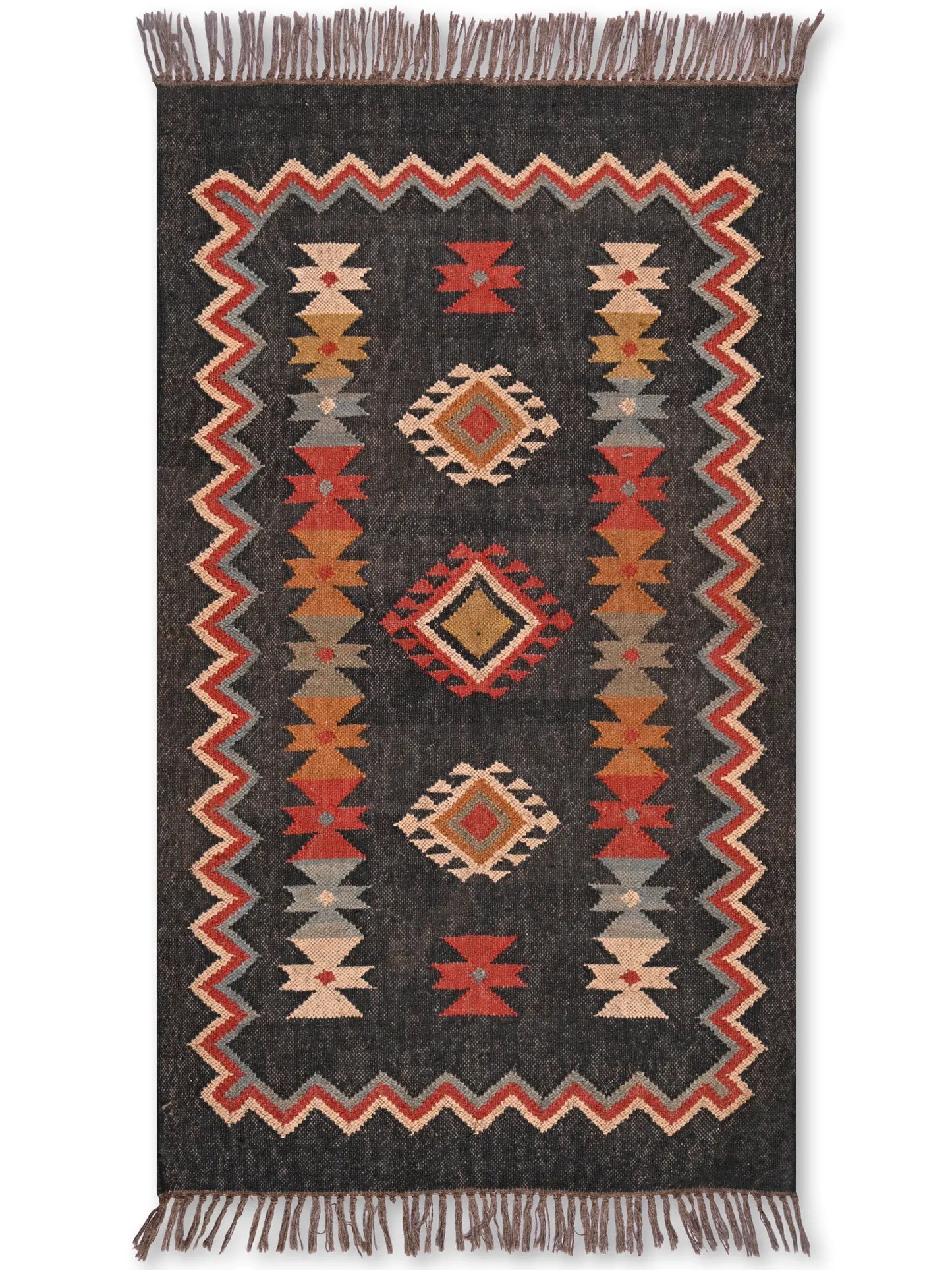 alfombras kililm pasillo 90x150 multicolor necha a mano en fibras naturales