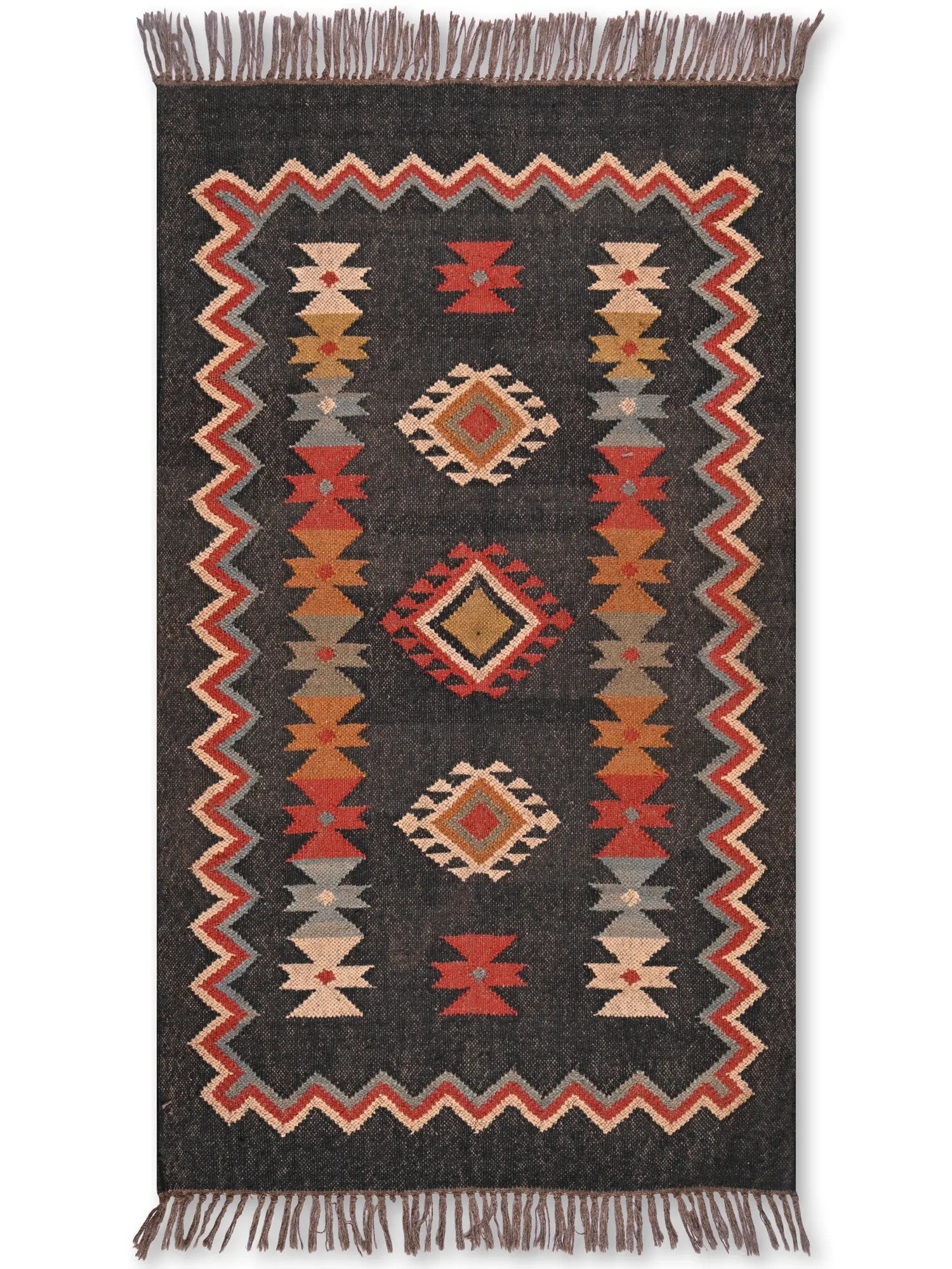 alfombras kililm pasillo 90x150 multicolor necha a mano en fibras naturales
