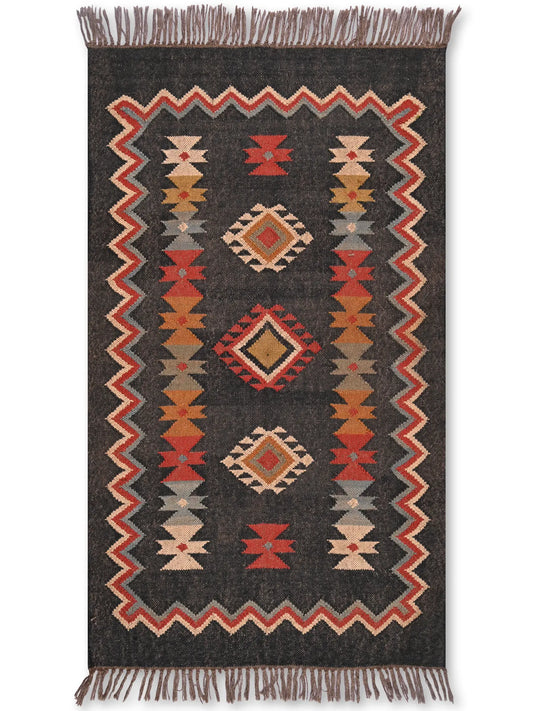 alfombras kililm pasillo 90x150 multicolor necha a mano en fibras naturales
