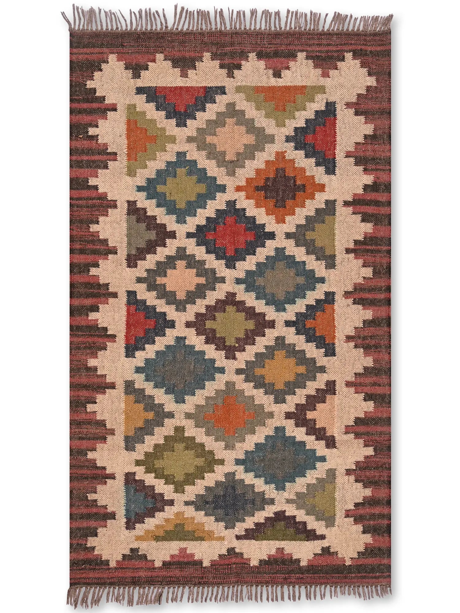 alfombras kililm pasillo 90x150 multicolor necha a mano en fibras naturales
