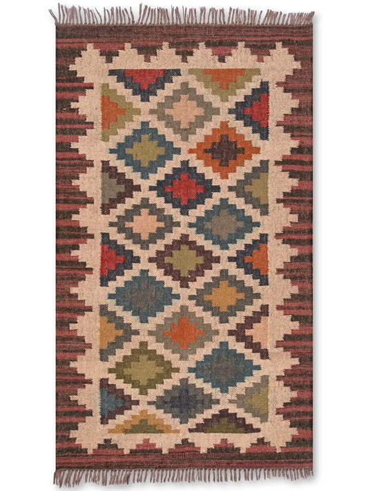 alfombras kililm pasillo 90x150 multicolor necha a mano en fibras naturales
