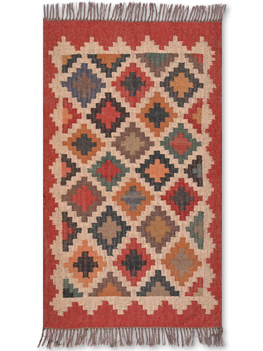 alfombras kililm pasillo 90x150 multicolor necha a mano en fibras naturales