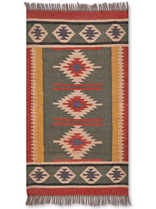 alfombras kililm pasillo 90x150 multicolor necha a mano en fibras naturales