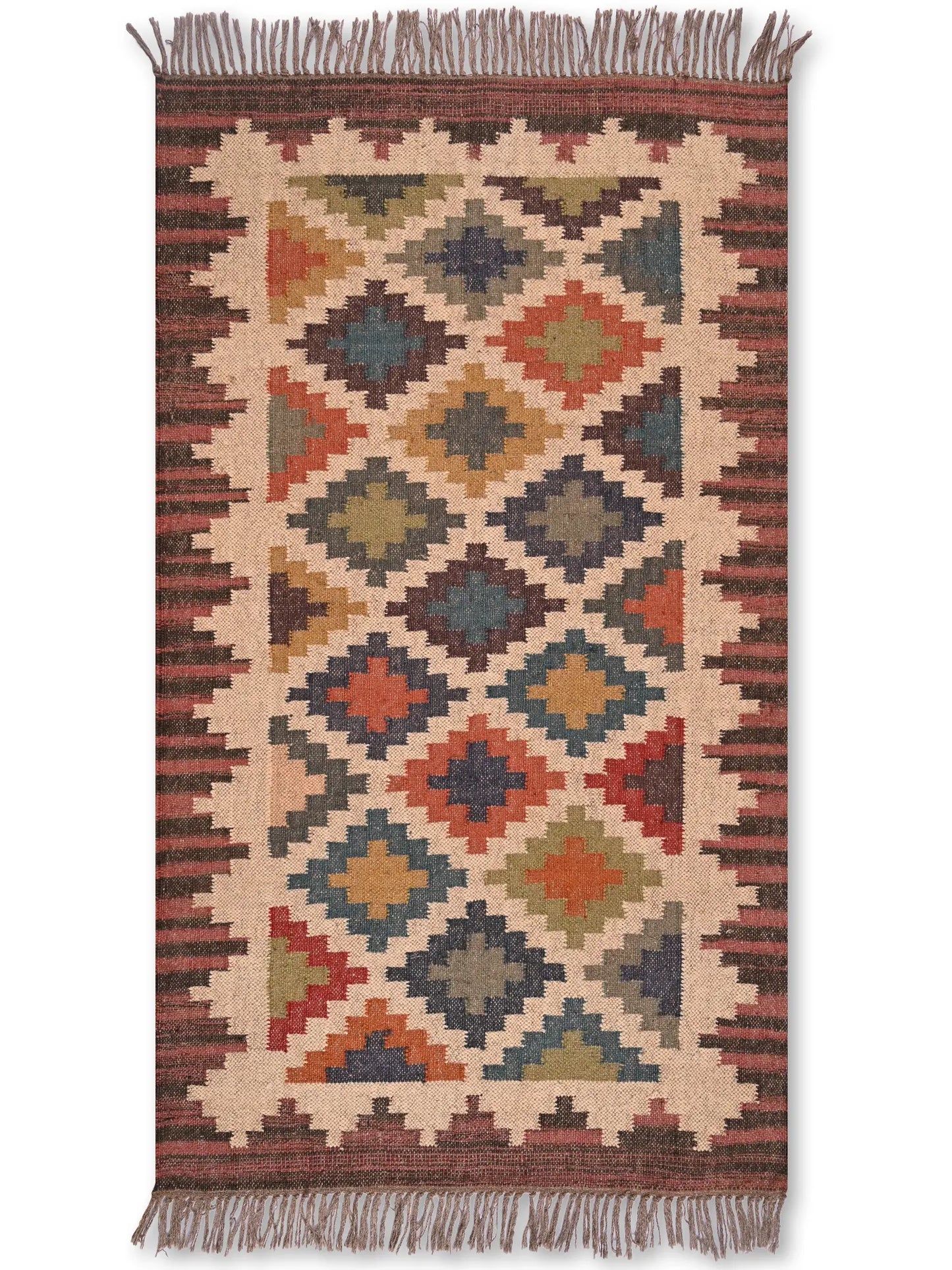 alfombras kililm pasillo 90x150 multicolor necha a mano en fibras naturales