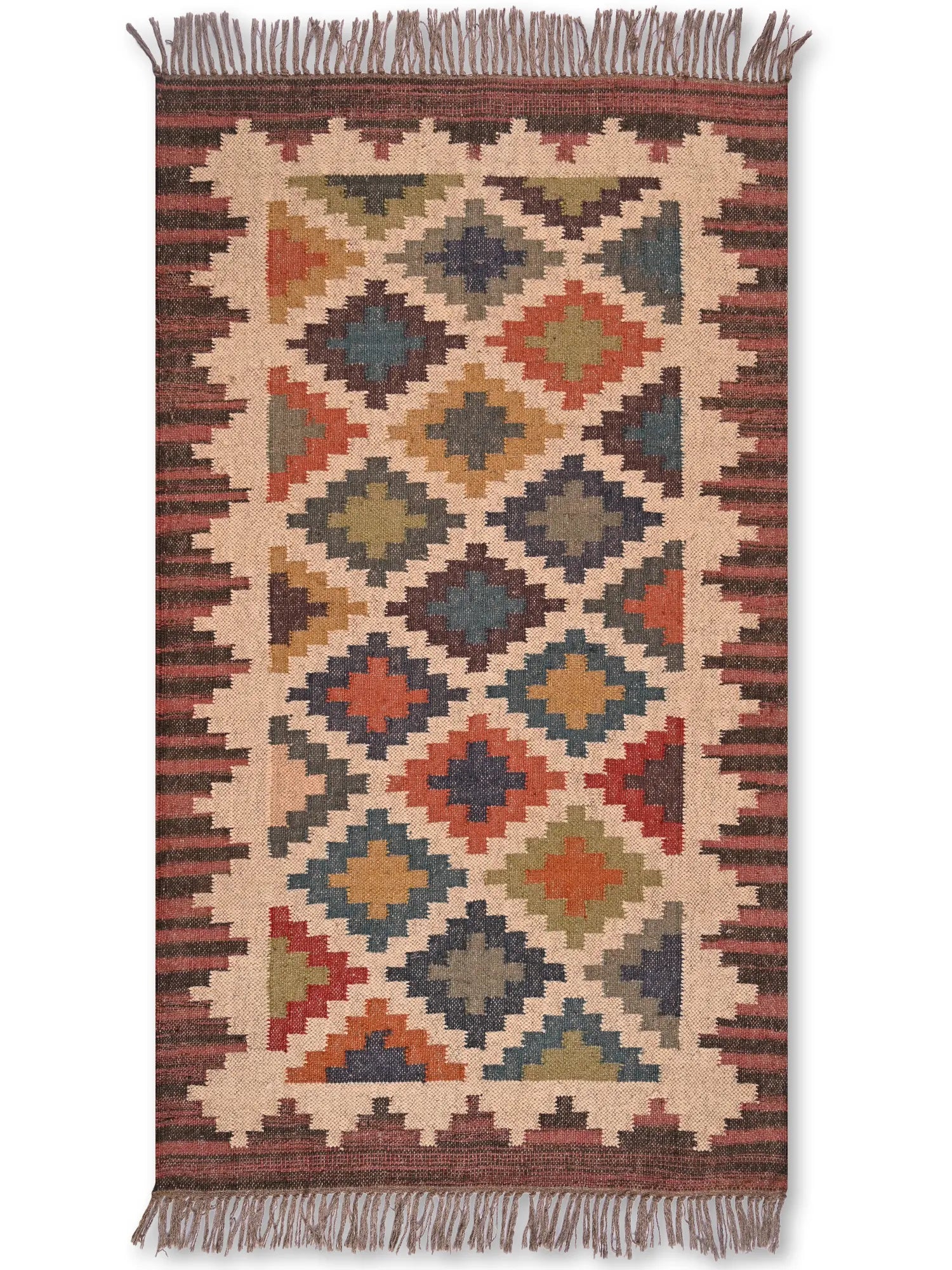 alfombras kililm pasillo 90x150 multicolor necha a mano en fibras naturales