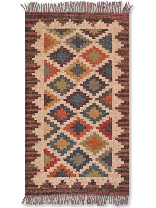 alfombras kililm pasillo 90x150 multicolor necha a mano en fibras naturales