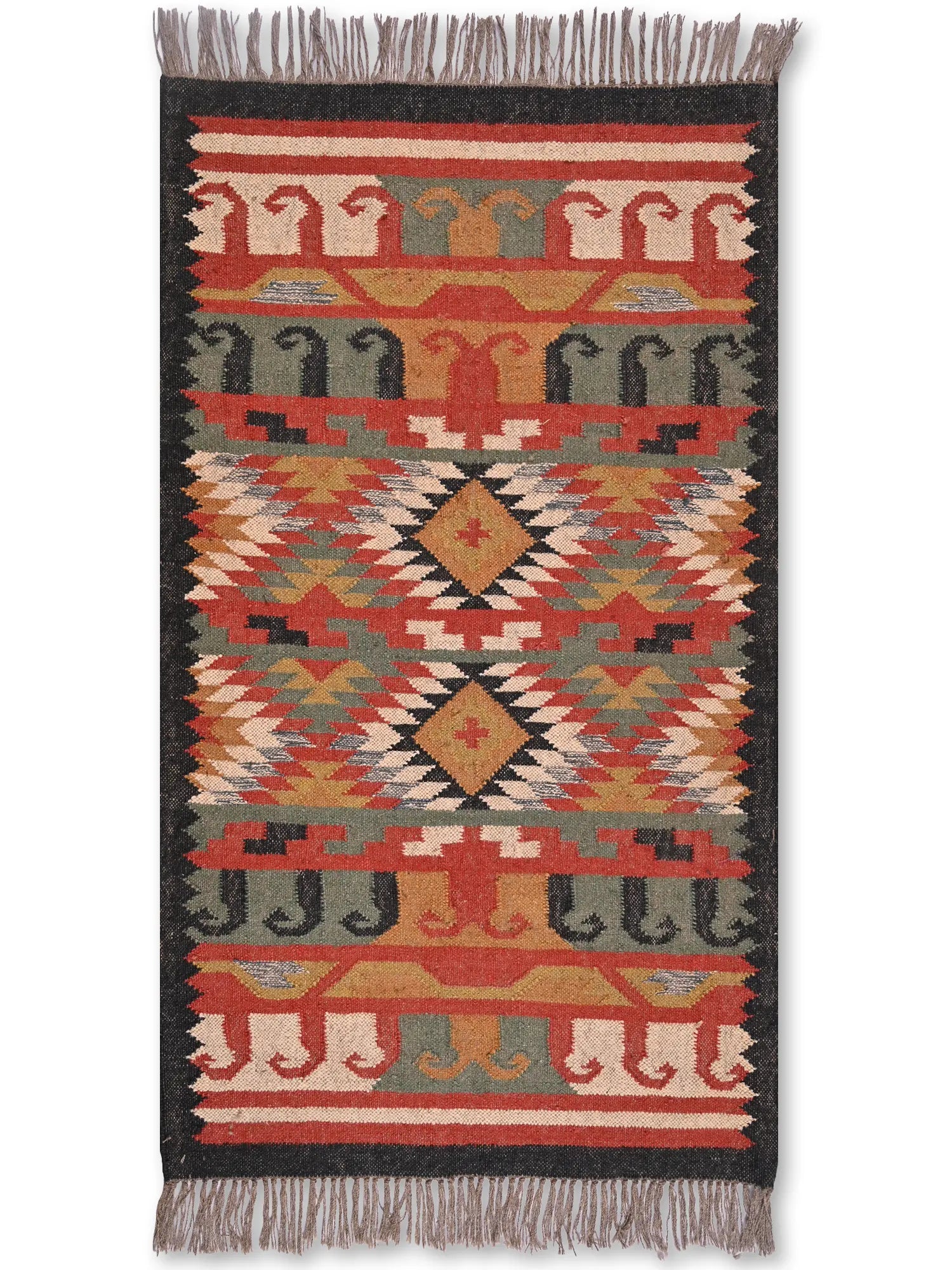 alfombras kililm pasillo 90x150 multicolor necha a mano en fibras naturales