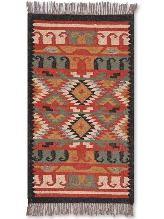 alfombras kililm pasillo 90x150 multicolor necha a mano en fibras naturales