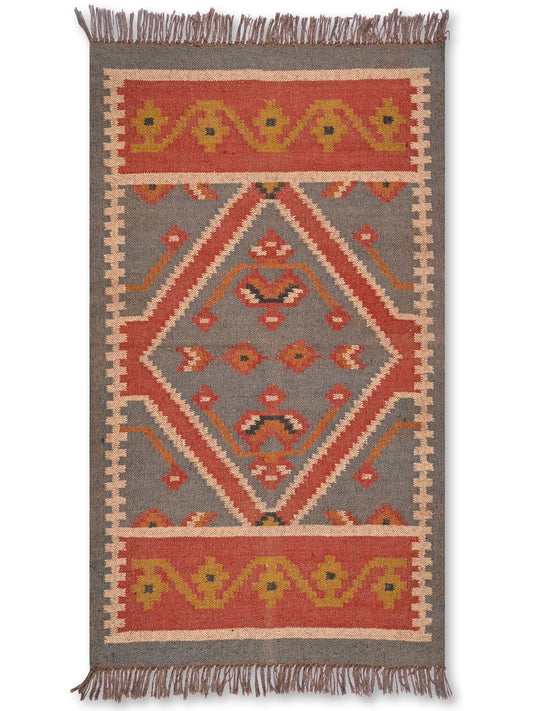 alfombras kililm pasillo 90x150 multicolor necha a mano en fibras naturales
