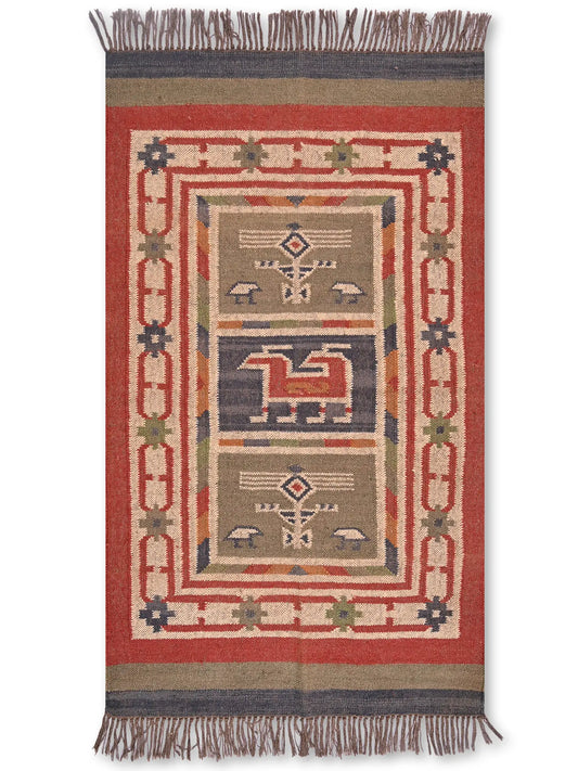 alfombras kililm pasillo 90x150 multicolor necha a mano en fibras naturales