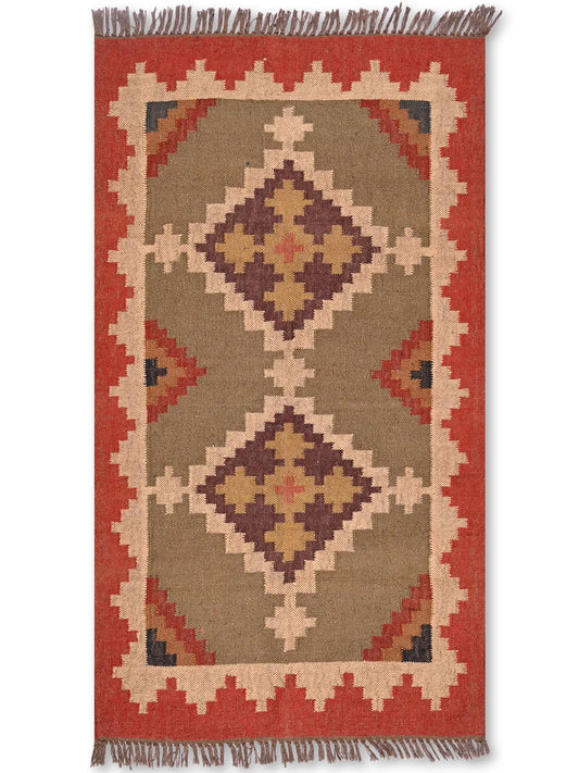 alfombras kililm pasillo 90x150 multicolor necha a mano en fibras naturales
