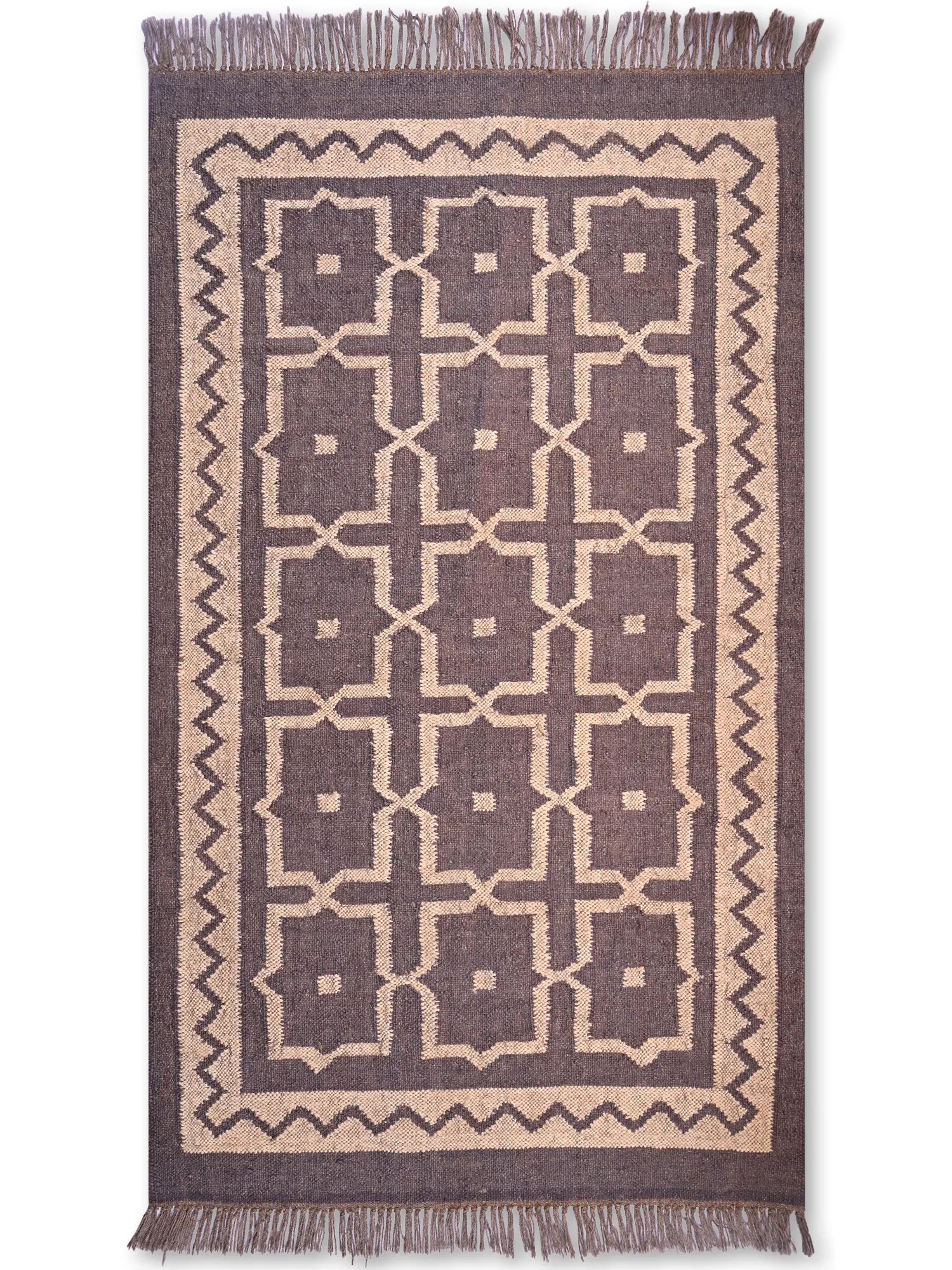 alfombras kililm pasillo 90x150 marrón necha a mano en fibras naturales