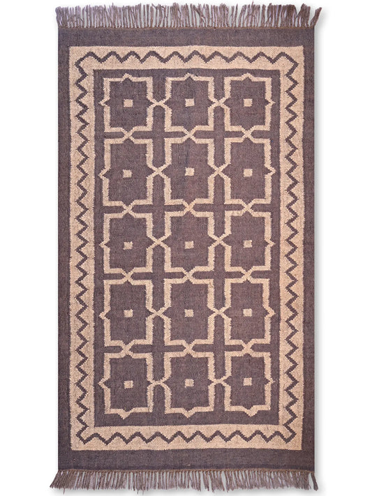 alfombras kililm pasillo 90x150 marrón necha a mano en fibras naturales