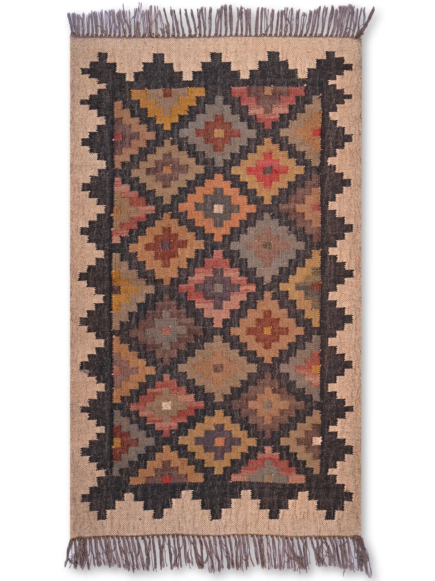 alfombras kililm pasillo 90x150 multicolor necha a mano en fibras naturales