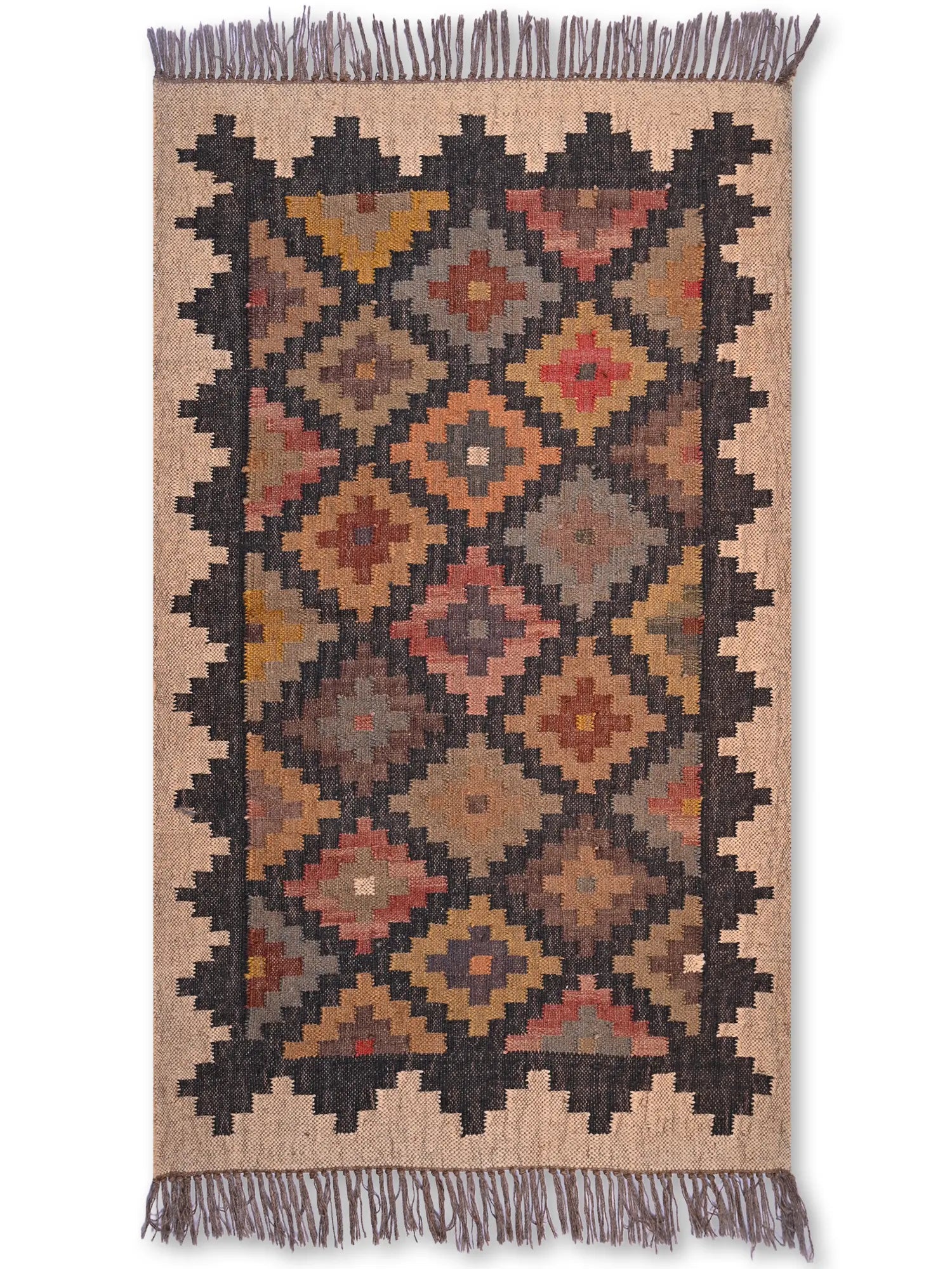 alfombras kililm pasillo 90x150 multicolor necha a mano en fibras naturales