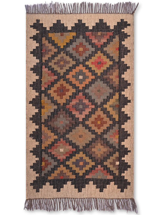 alfombras kililm pasillo 90x150 multicolor necha a mano en fibras naturales