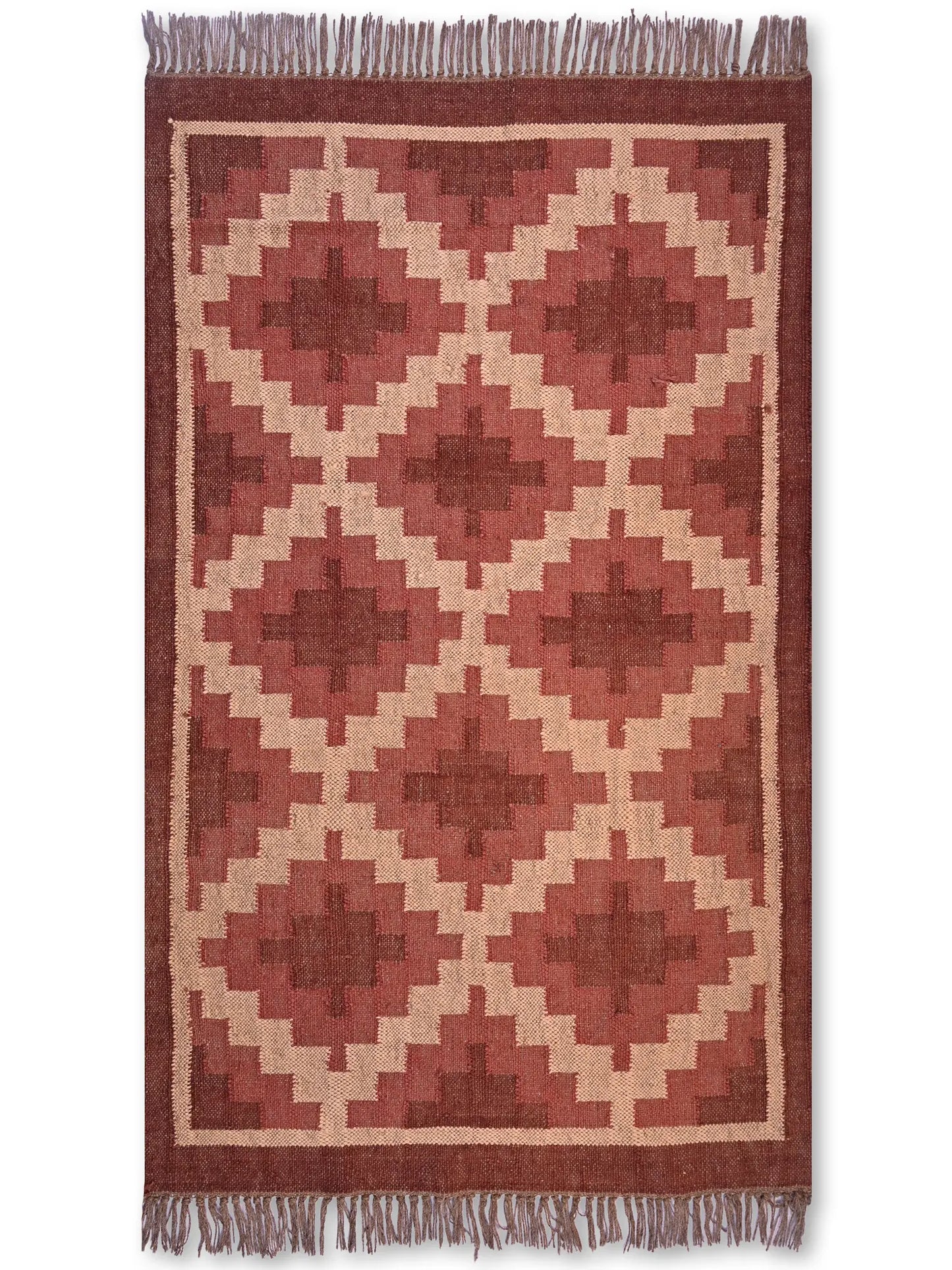 alfombras kililm pasillo 90x150 rojo necha a mano en fibras naturales