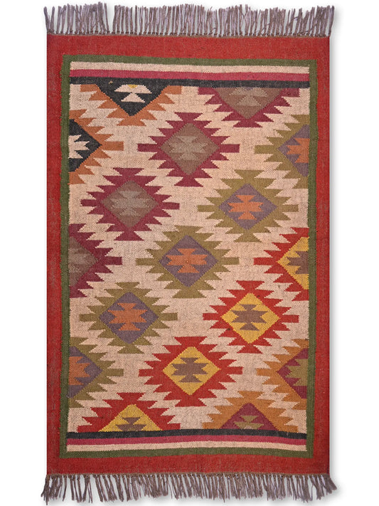 alfombras kililm pasillo 90x150 multicolor necha a mano en fibras naturales