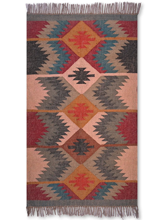 alfombras kililm pasillo 90x150 multicolor necha a mano en fibras naturales