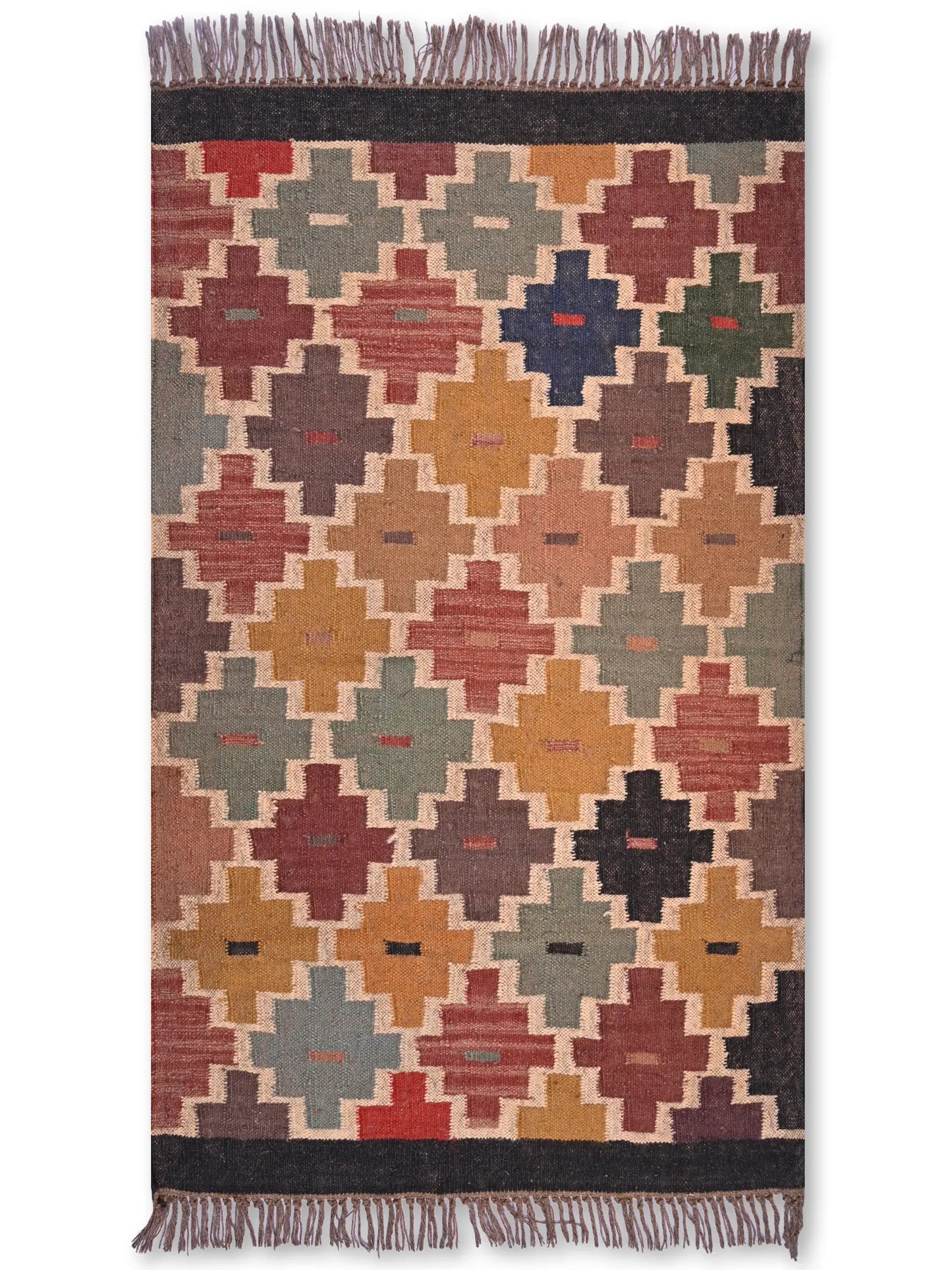 alfombras kililm pasillo 90x150 multicolor necha a mano en fibras naturales