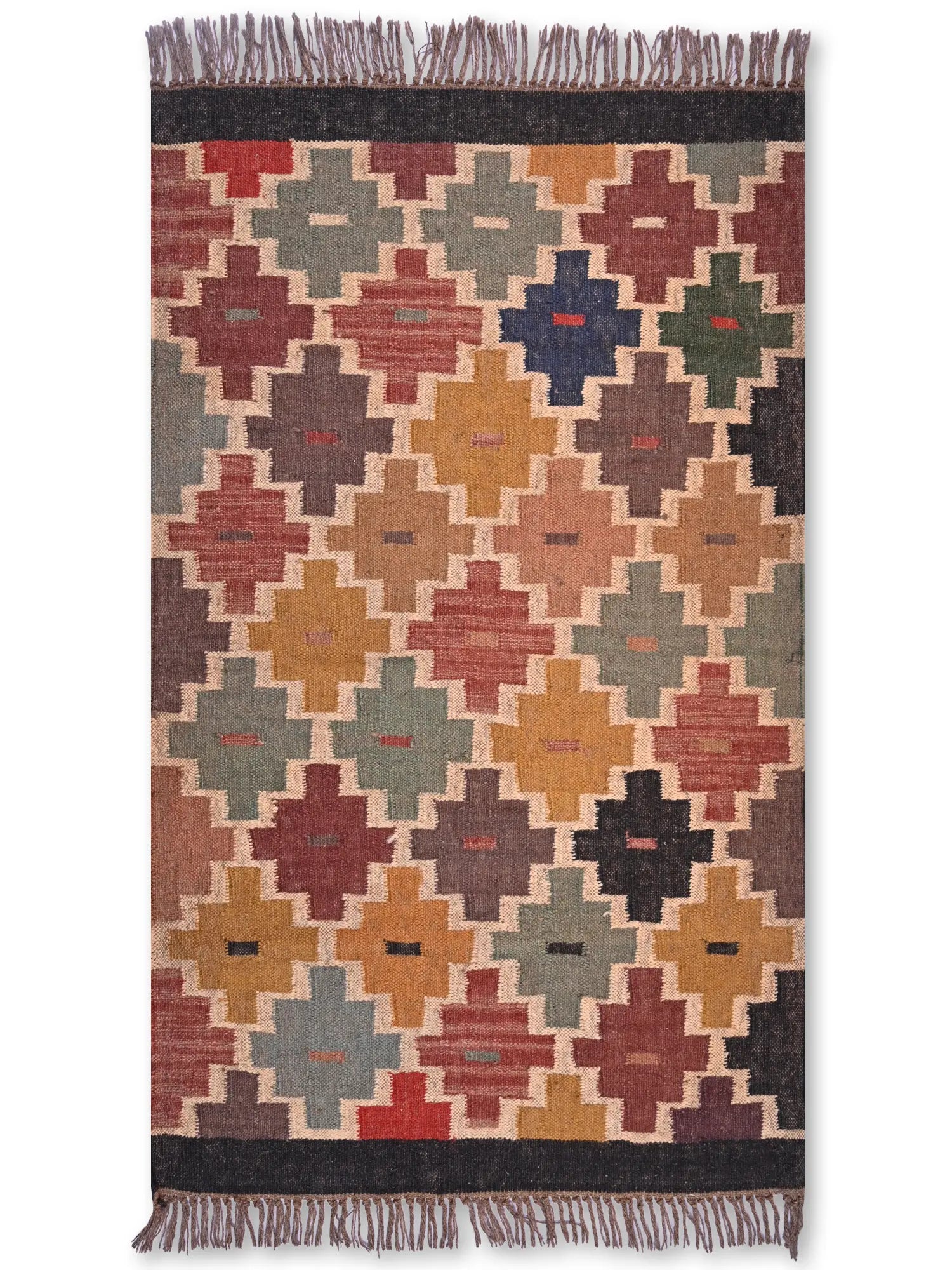 alfombras kililm pasillo 90x150 multicolor necha a mano en fibras naturales