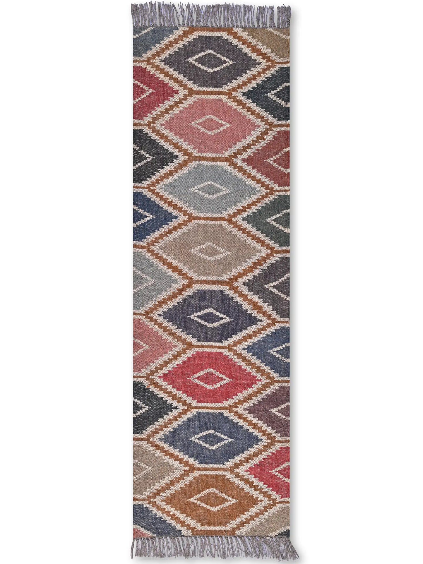 alfombras kililm pasillo  60x180 multicolor necha a mano en fibras naturales

