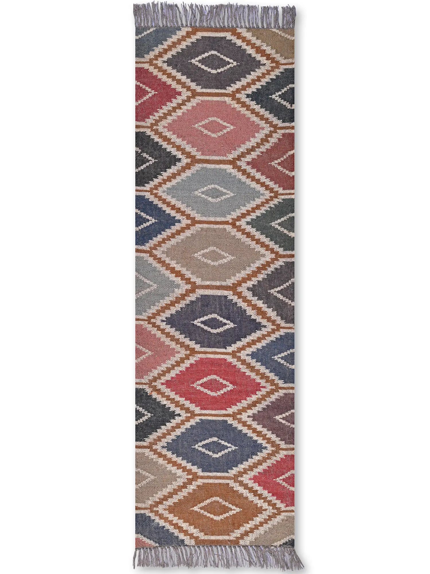 alfombras kililm pasillo  60x180 multicolor necha a mano en fibras naturales
