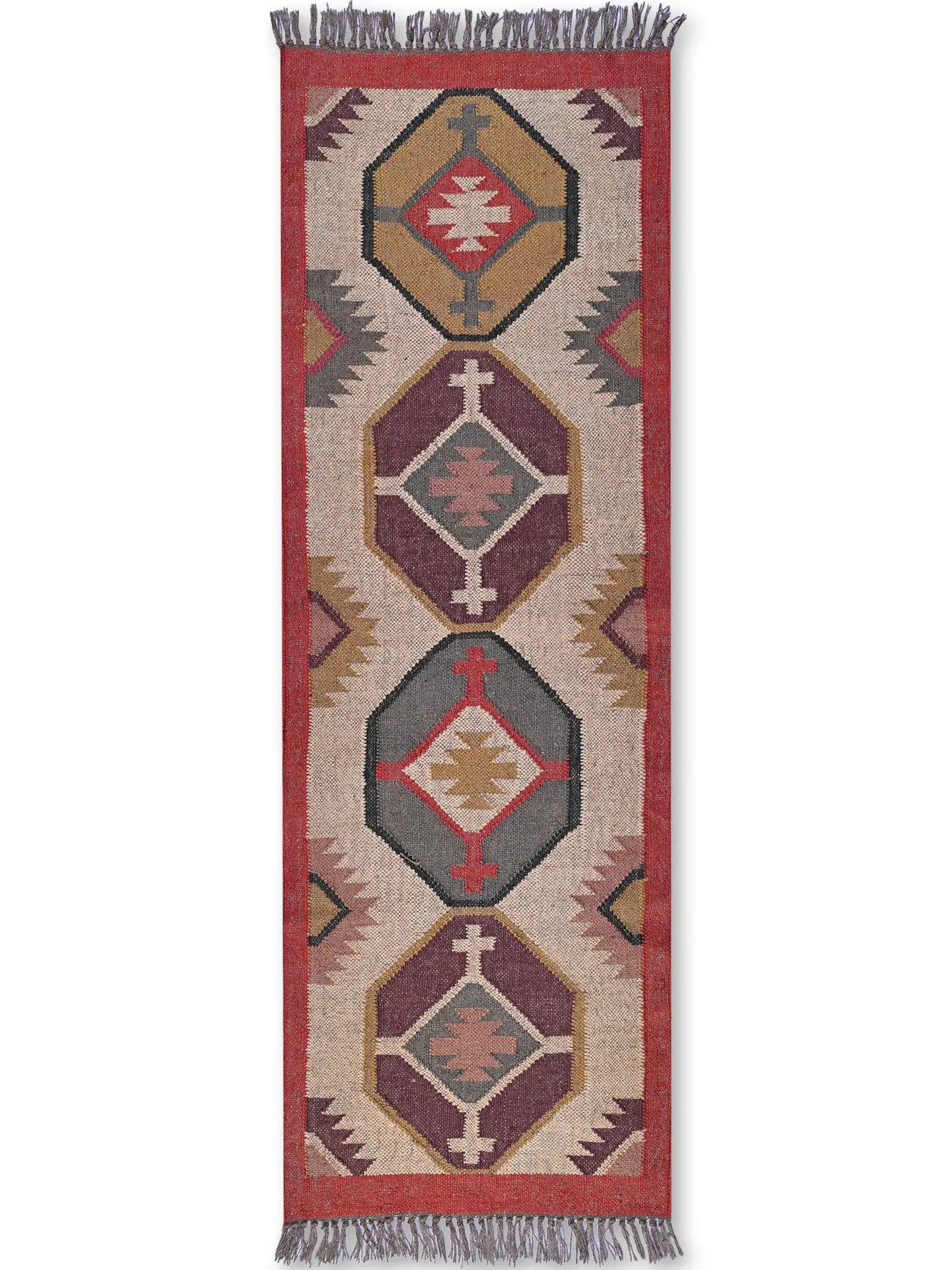 alfombras kililm pasillo  60x180 multicolor necha a mano en fibras naturales