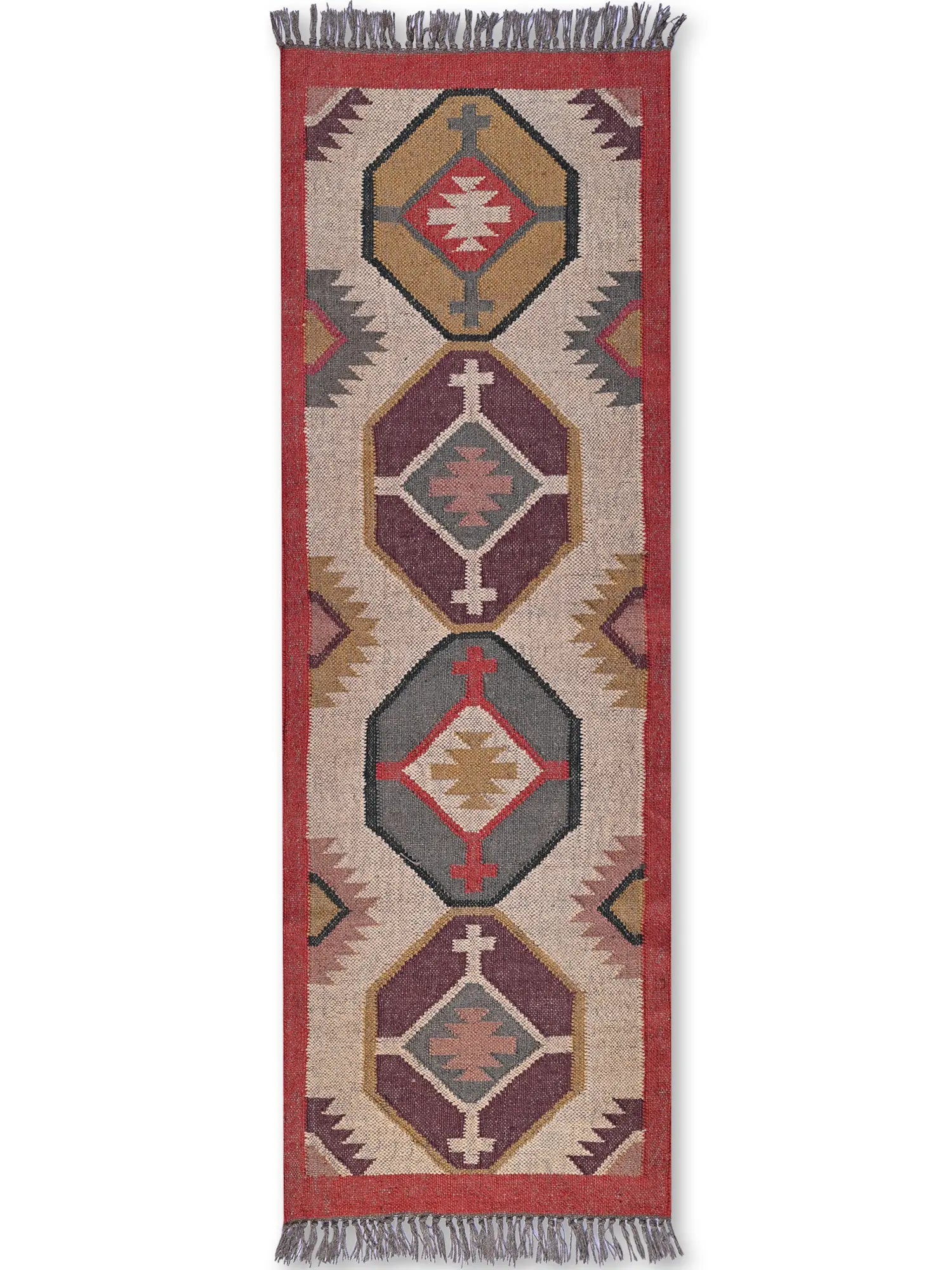 alfombras kililm pasillo  60x180 multicolor necha a mano en fibras naturales