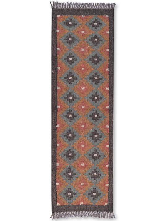 alfombras kililm pasillo  60x180 multicolor necha a mano en fibras naturales