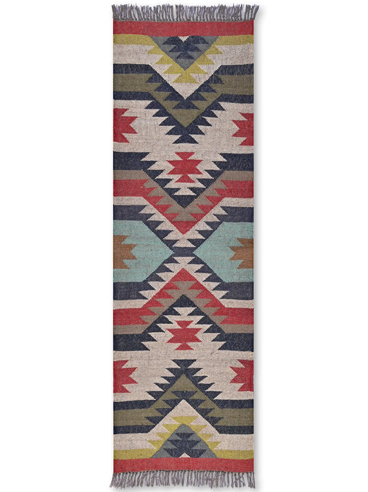 alfombras kililm pasillo  60x180 multicolor necha a mano en fibras naturales