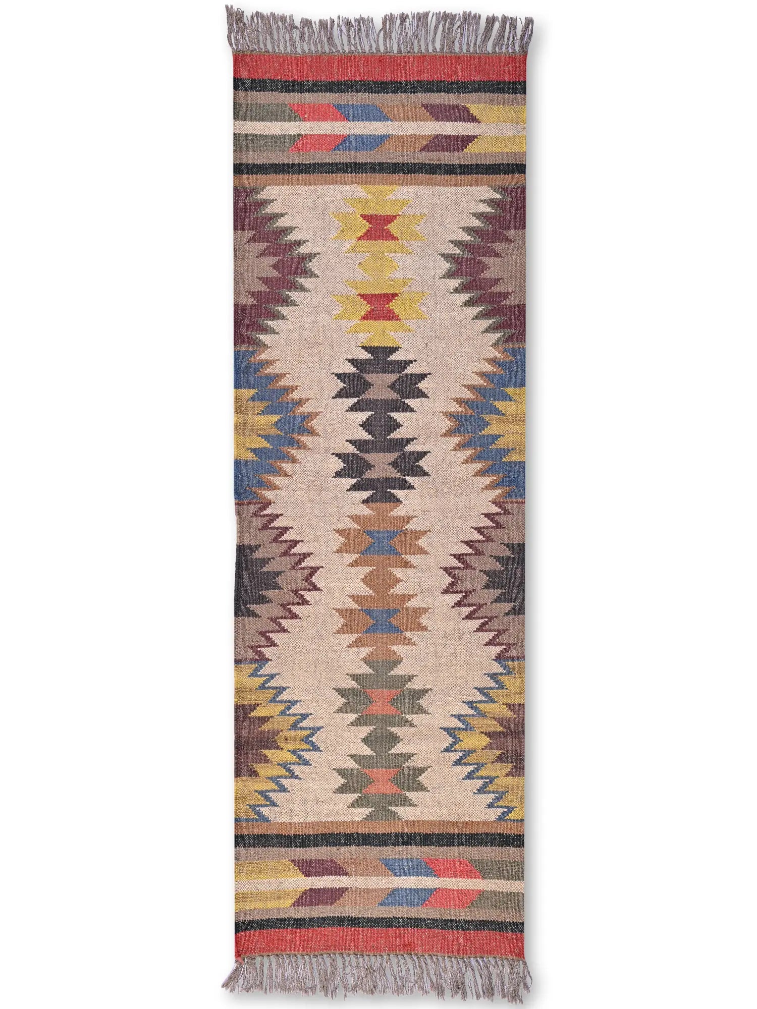 alfombras kililm pasillo  60x180 multicolor necha a mano en fibras naturales