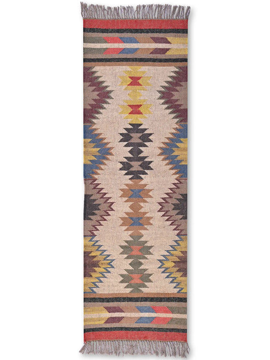 alfombras kililm pasillo  60x180 multicolor necha a mano en fibras naturales