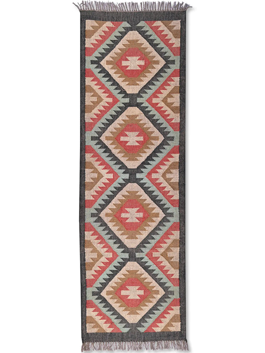 alfombras kililm pasillo 75x240 multicolor necha a mano en fibras naturales