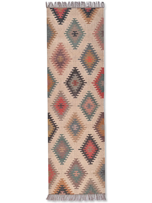 alfombras kililm pasillo 75x240 multicolor necha a mano en fibras naturales
