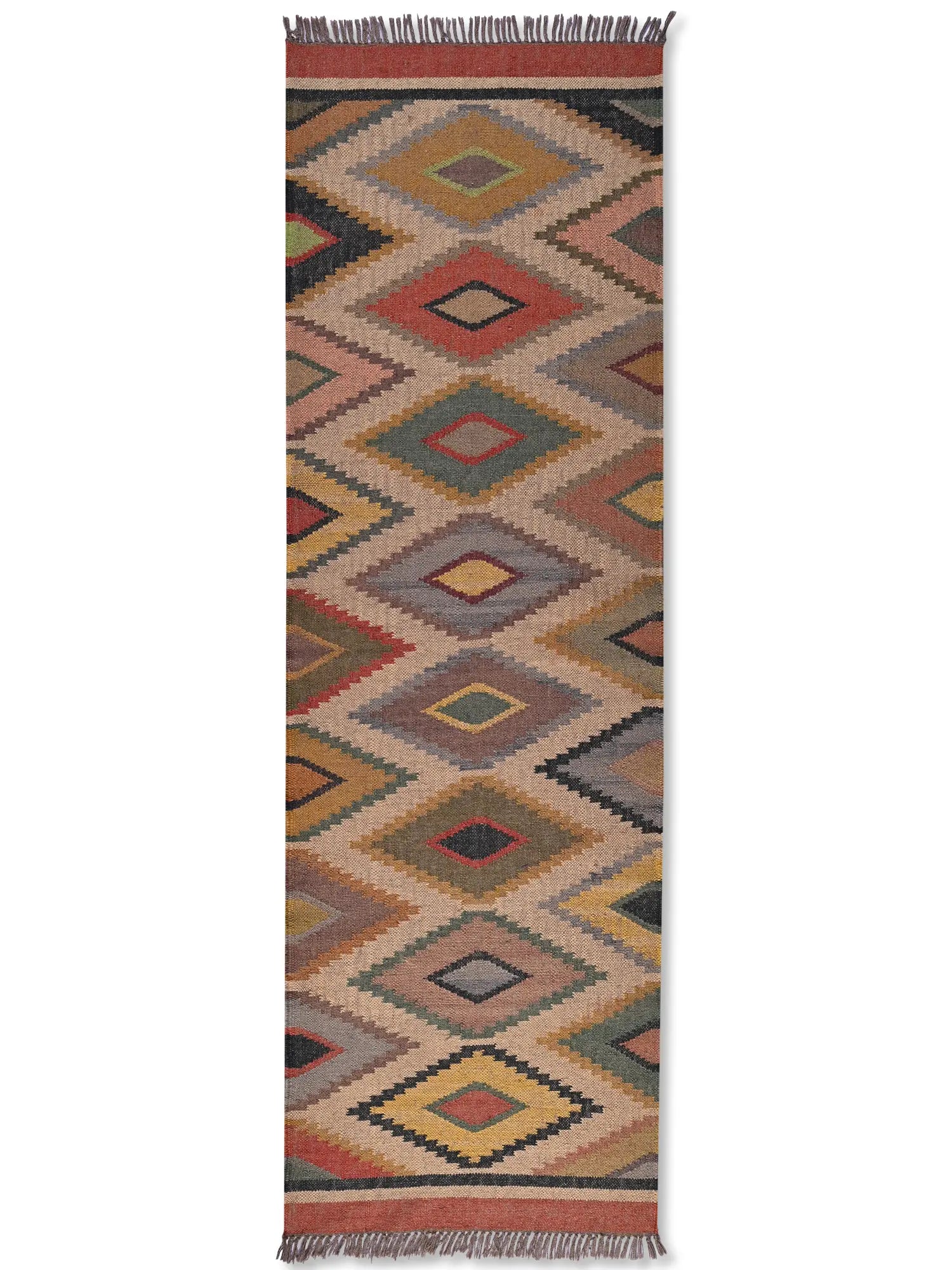 alfombras kililm pasillo 75x240 multicolor necha a mano en fibras naturales
