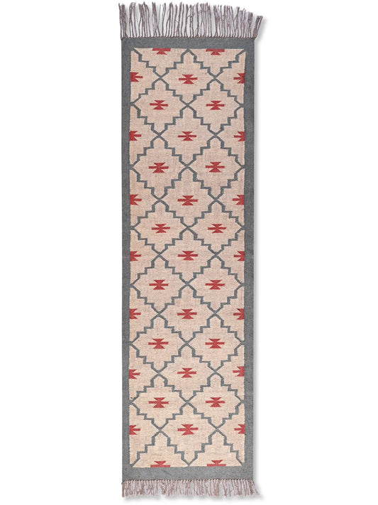 alfombras kililm pasillo 75x240 beige rojo necha a mano en fibras naturales