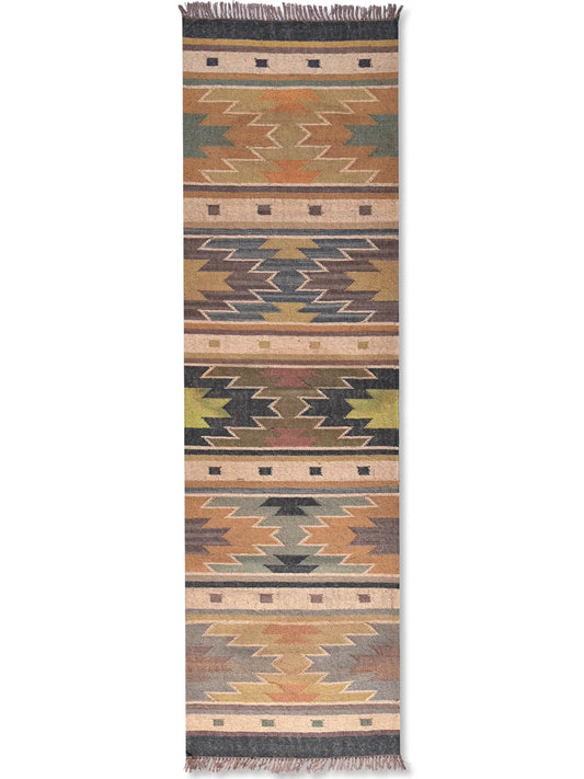 alfombras kililm pasillo 75x240 multicolor necha a mano en fibras naturales