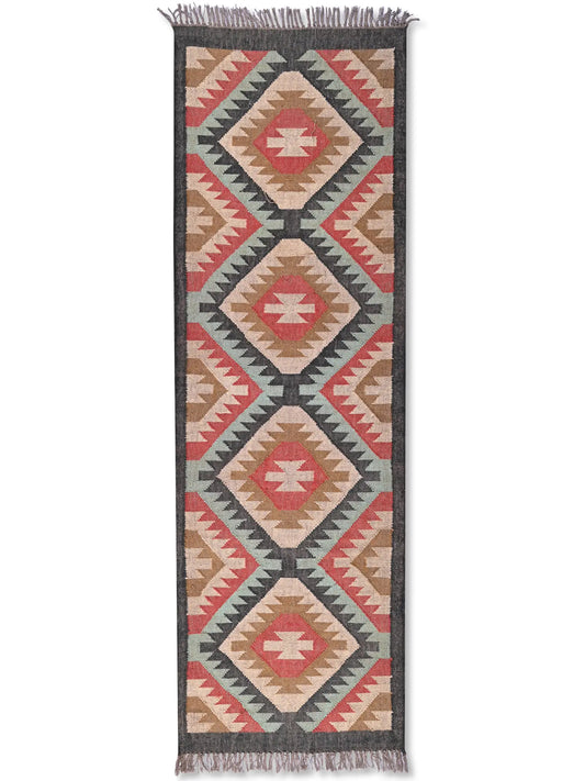 alfombras kililm pasillo 75x240 multicolor necha a mano en fibras naturales