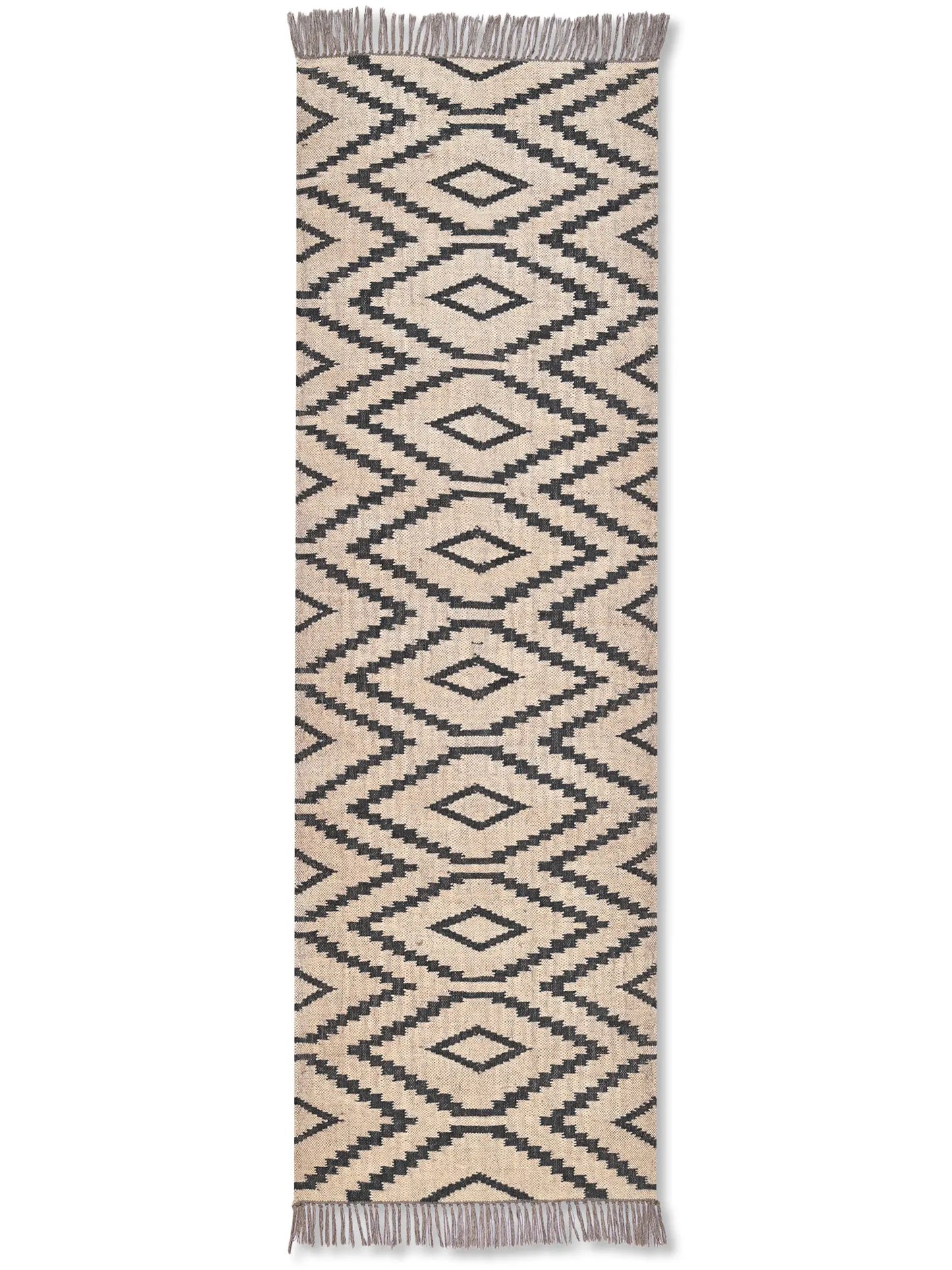 alfombras kililm pasillo 75x240 beige negro necha a mano en fibras naturales